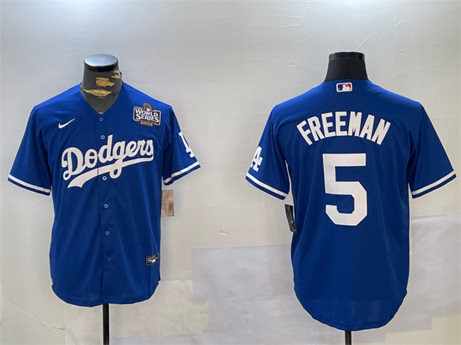 Los Angeles Dodgers #5 Freddie Freeman Blue 2024 World Series Cool Base Stitched Jersey